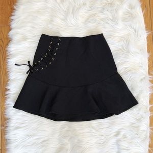 NWT EXPRESS Fit and Flare Lace Up Mini Skirt Black